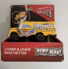 Disney Pixar Cars MISS FRITTER 6" Plastic Derby School Bus 2016