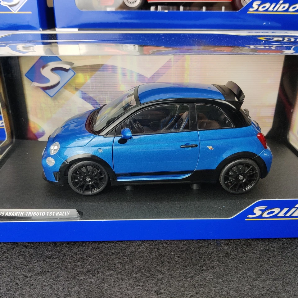 VOITURE SOLIDO FIAT 695 ABARTH TRIBUTO 131 RALLY PODIUM BLUE 2022 1:18 N.B - Photo 3/4