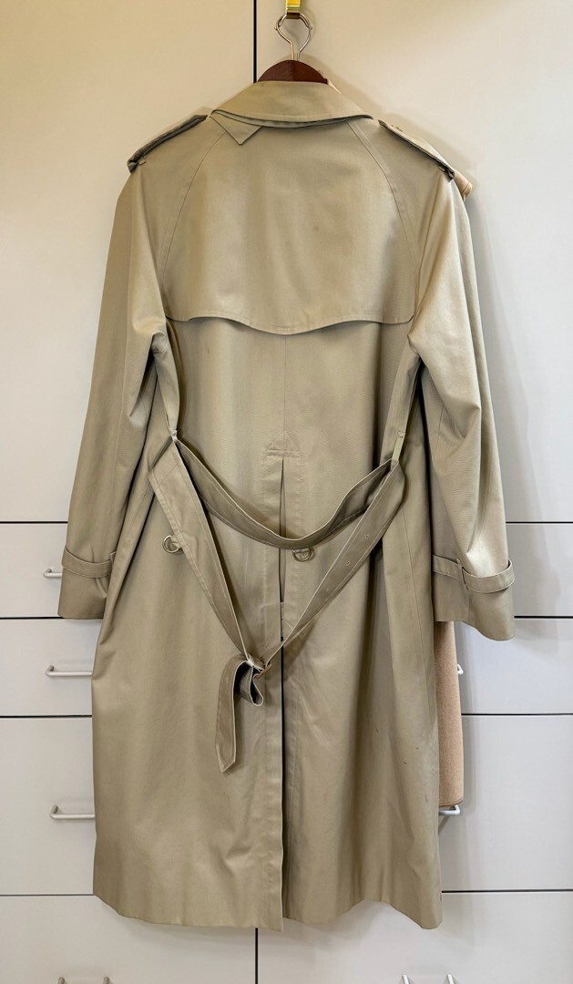 Vintage Burberry trench coat 40R Rare Beige Color Men's Wool