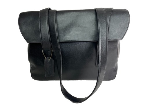 Vintage Coach Manhattan 9103 Black Leather Shoulder Handbag Made In Italy RARE - Picture 5 of 11