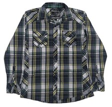 Buckle Black Western Shirt Mens L Long Sleeve Multicolor Slim Fit Plaid Snap EUC