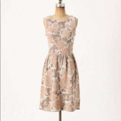 Knitted & Knotted Sweater Dress XS Beige & Gold Floral Jacquard Wool Knit  Mini | eBay