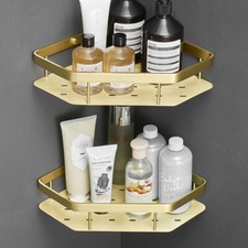 Bathroom Accessory Brass Shower Basket Double Shampoo Rack Storage Brushed Gold