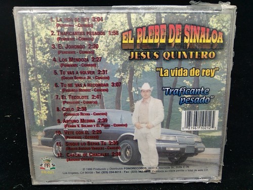 CD-π-EL PLEBE DE SINALOA-JESUS QUINTERO-VIDA DE REY/TRAFICANTE PESADO-1999 FONO - Picture 2 of 2