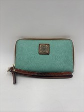 Dooney  Bourke 1975 Green Pebbled Zip Around Wristlet Wallet