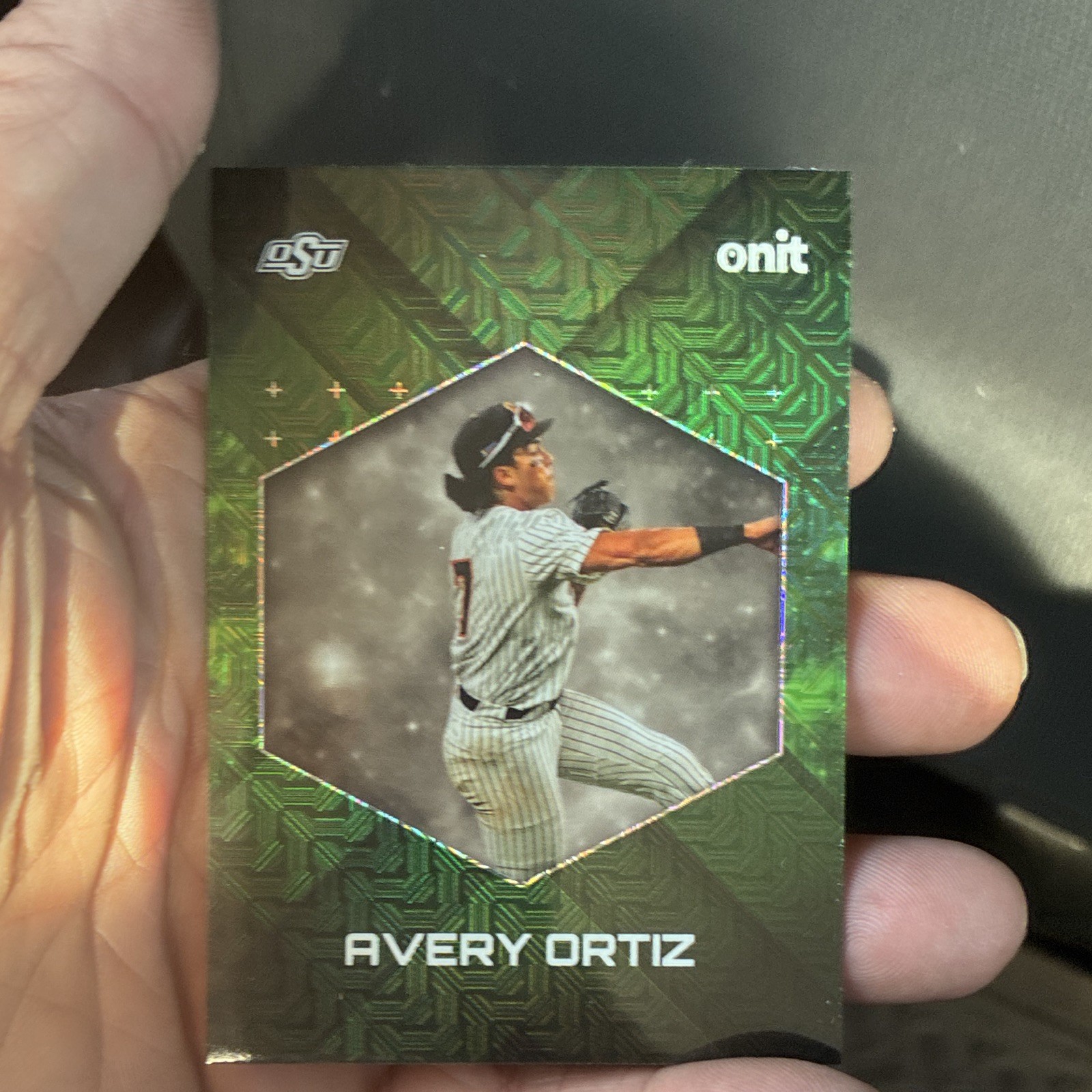 onit Avery Ortiz OSU Oklahoma State Cowboys Green Parallel Baseball Card #82