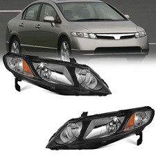 Pair Headlights Assembly For 2006-2011 Honda Civic 4-door Sedan Headlamps Pair Headlights Assembly For 2006-2011 Honda Civic 4-door Sedan Headlamps