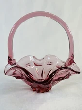 Vtg Fenton Dusty Rose Valencia Glass Basket Pink 6" Tall USA Art Glass