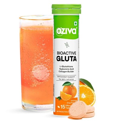 OZiva Glutathione Effervescent Tablets Orange 15Ct Skin Care Supplement
