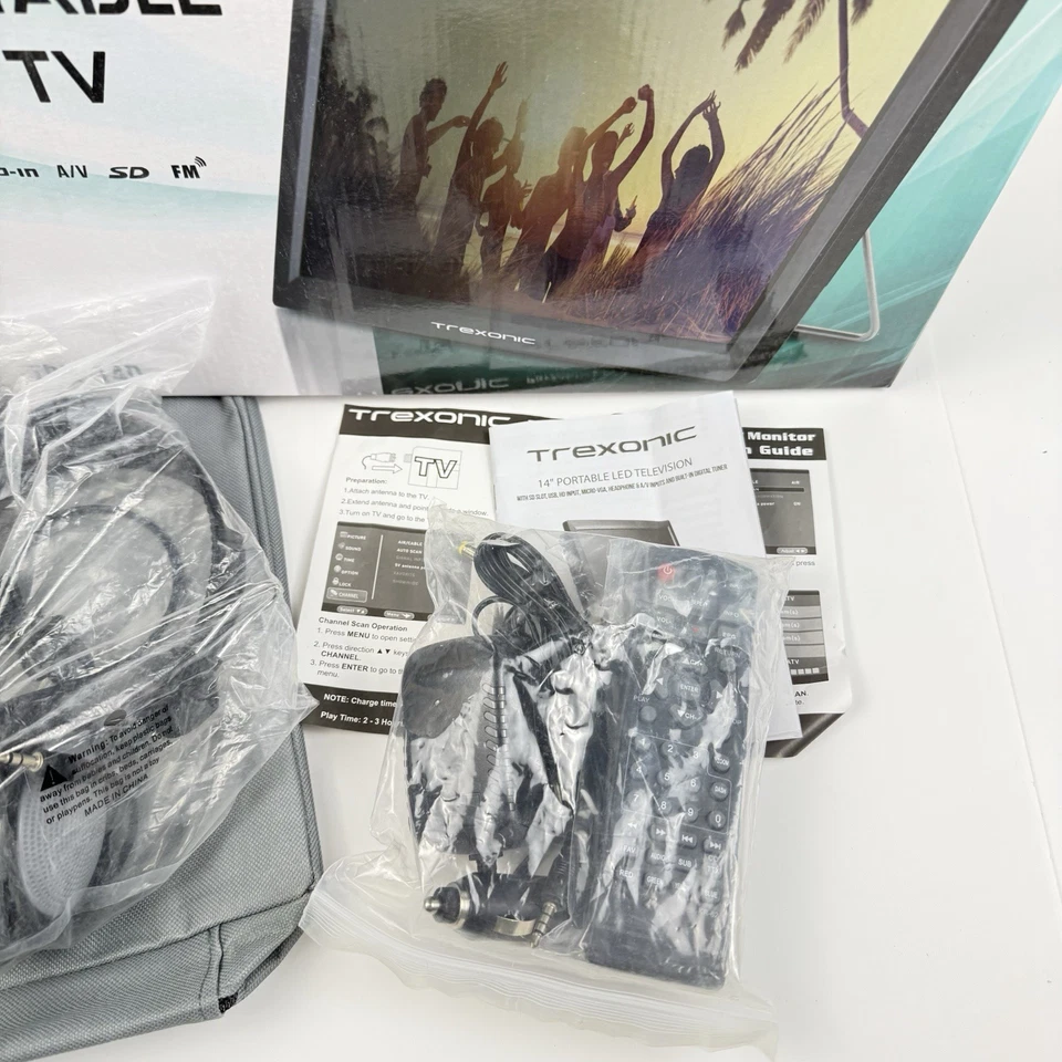 Trexonic Portable Rechargeable 14 Inch LED TV With HDMI Sd/mmc USB VGA AV Gray - Image 3 of 4