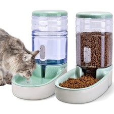 Automatic Dog Cat Feeder and Water Dispenser Gravity Food Feeder and Waterer ...