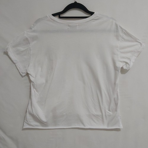 Stussy Size 8 White T-Shirt Black and Gold Text Cotton Short Sleeve - Picture 4 of 5