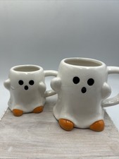 Target Hyde Eek Halloween Ghost mugs 2021 Orange Feet 11.9 oz 6 oz Mini x2