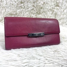 Cartier Long  Love Collection 3-Line Screw Plate Silver Fittings Leather Wallet