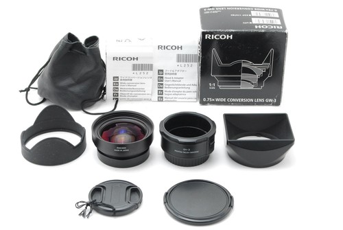 [Top MINT] Ricoh Wide Conversion Lens GW-3 Hood GH-3 Adaptor GR I II JAPAN
