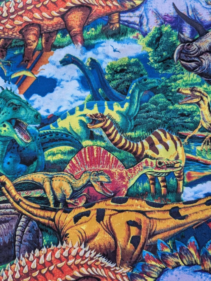 Novo Tecido de Algodão Colorido Dinosaur Friends Jenny Newland 43" Largo Lote 6,5 Jardas - Imagem 2 de 4