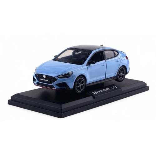 Hyundai i30 Fastback N 1:38 Diecast Model Car Blue Pull Back Toy w/ Base