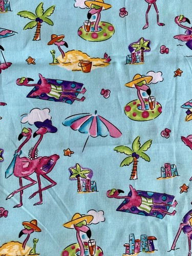 Stoffrest 32x36 skurrile Strand Flamingos