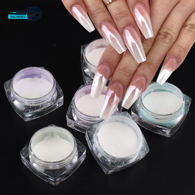 Pearl Chrome Nail Powder Set 6 Colors Aurora Powder Mermaid Effect for Nails