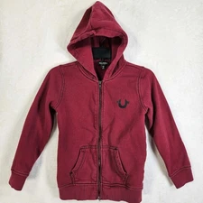 True Religion Hoodie Kids Large Full-Zip Long Sleeve Pockets Red
