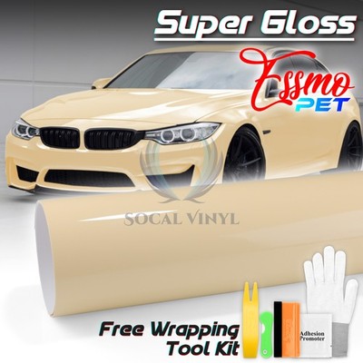 ESSMO PET Super Gloss Light Ivory Car Vehicle Vinyl Wrap Decal Glossy Like Paint