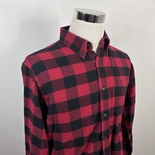 Field Stream Large Buffalo Plaid Flannel Shirt Red Black Cotton Button Down