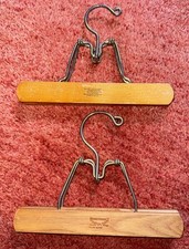 Vintage 1950s Set of 2 The Setwell  Montrose Wooden Hangers Pant Skirt Steel