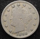 KAPPYSCOINS GH738 1896  FINE LIBERTY V NICKEL
