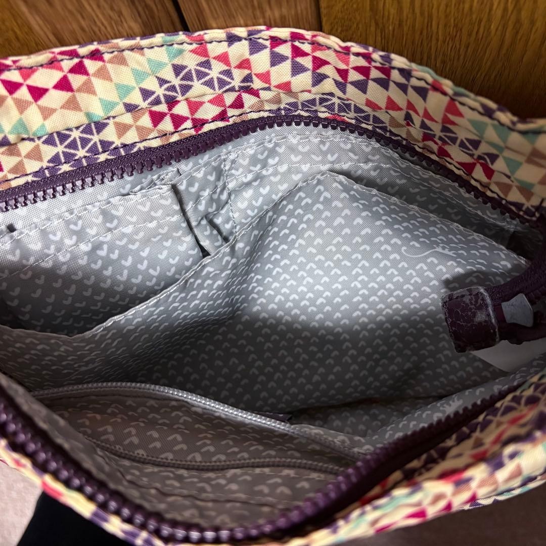 Kipling Shoulder Bag Triangular Pattern Red Pink … - image 5