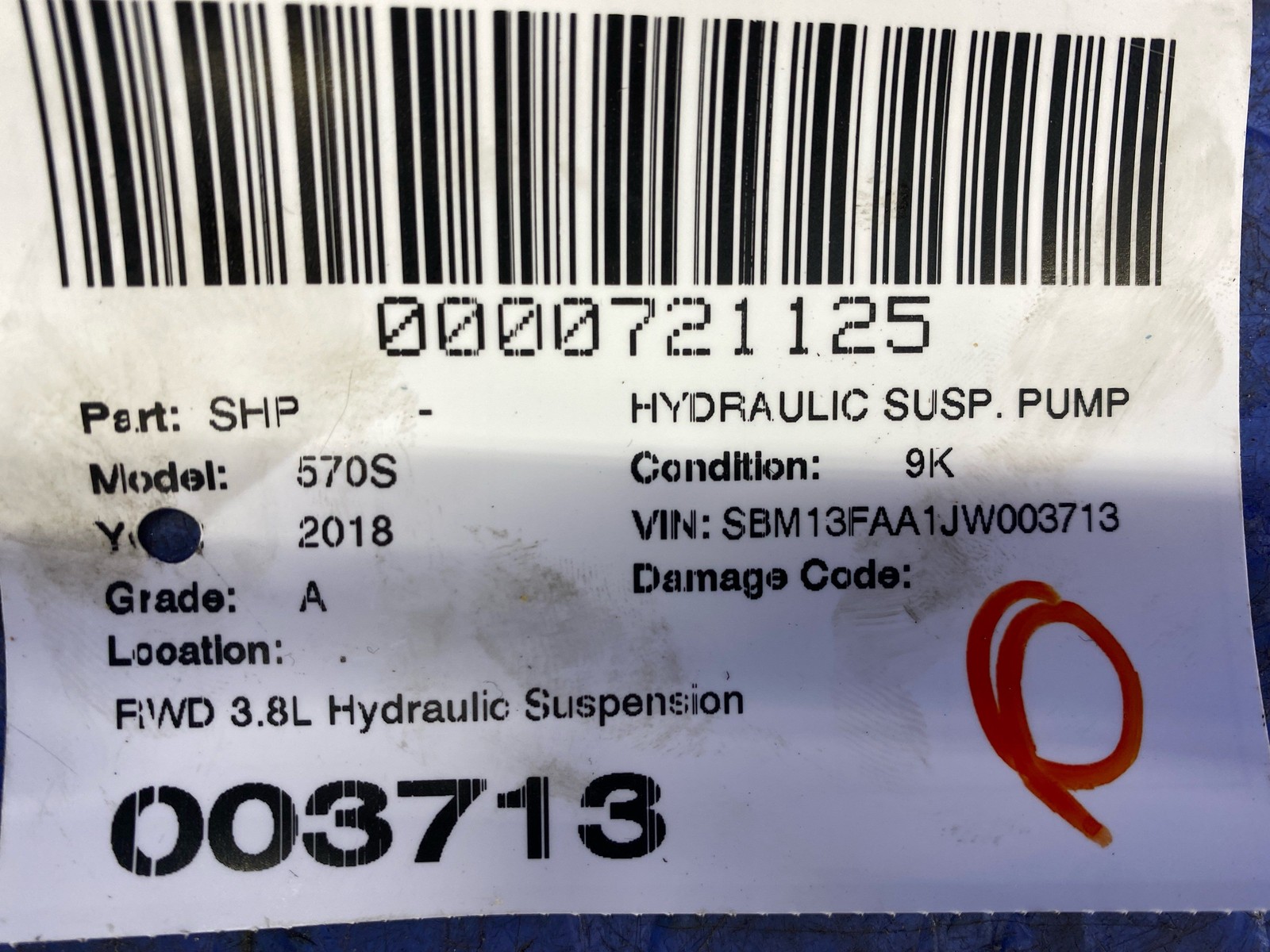 2016-2021 Mclaren 570s RWD 3.8L Hydraulic Suspension Pump Valve Block 13B0737CP