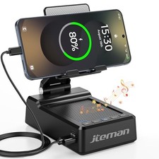 Gifts for Men Women,Adjustable Cell Phone Stand with Bluetooth Speaker Black