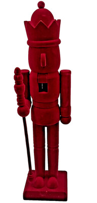 Burgundy Flocked Nutcracker 15 Inch King Figurine Christmas Holiday Decor New