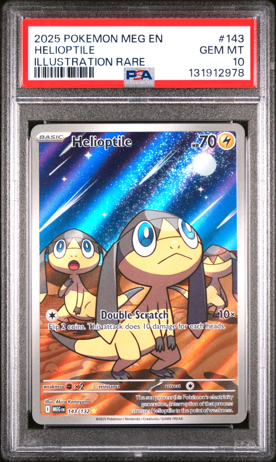 2025 POKEMON MEG EN-MEGA EVOLUTION ILLUSTRATION RARE 143/132 HELIOPTILE PSA 10