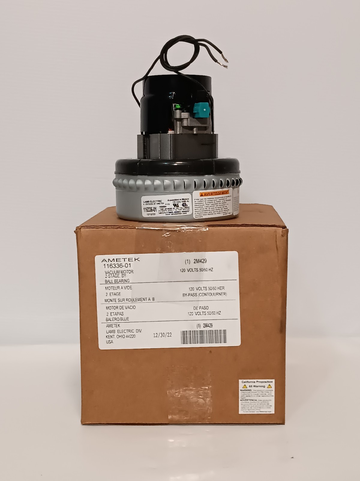 Ametek 2M429 Lamb Electric 2-Stage Universal Vacuum Motor 116336-01 120V 50/60Hz