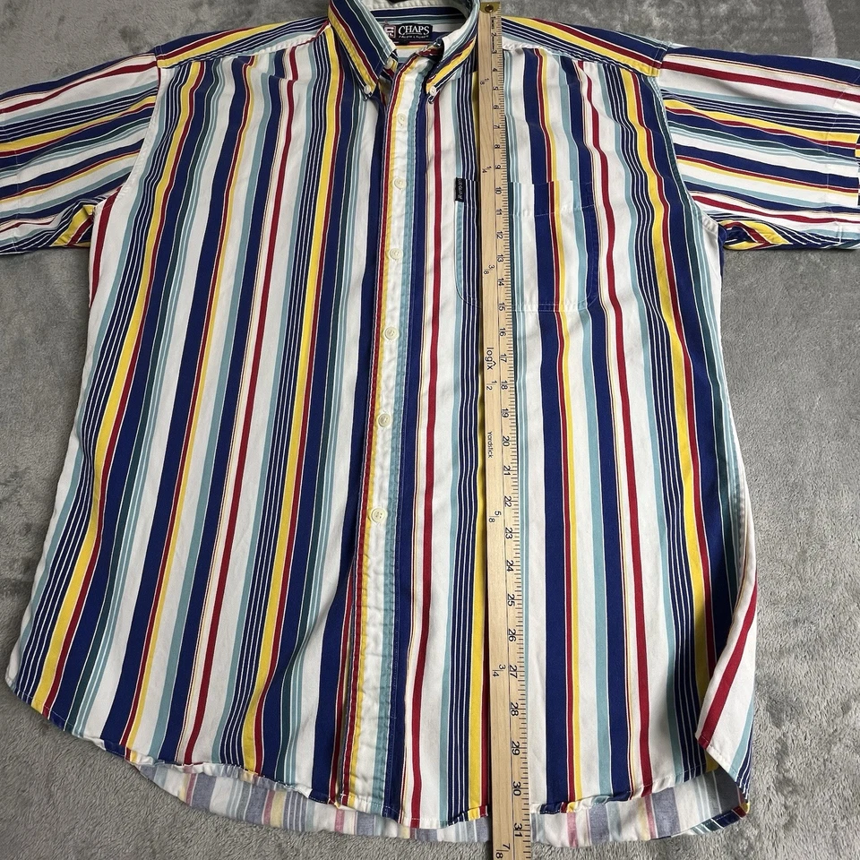 Vintage Chaps Ralph Lauren Colorful Stripes 90’s Pocket Button Down SZ Large - Image 2 of 4
