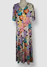 MSK Women's Pink Floral-Print Elbow Sleeve Midi Dress Size M