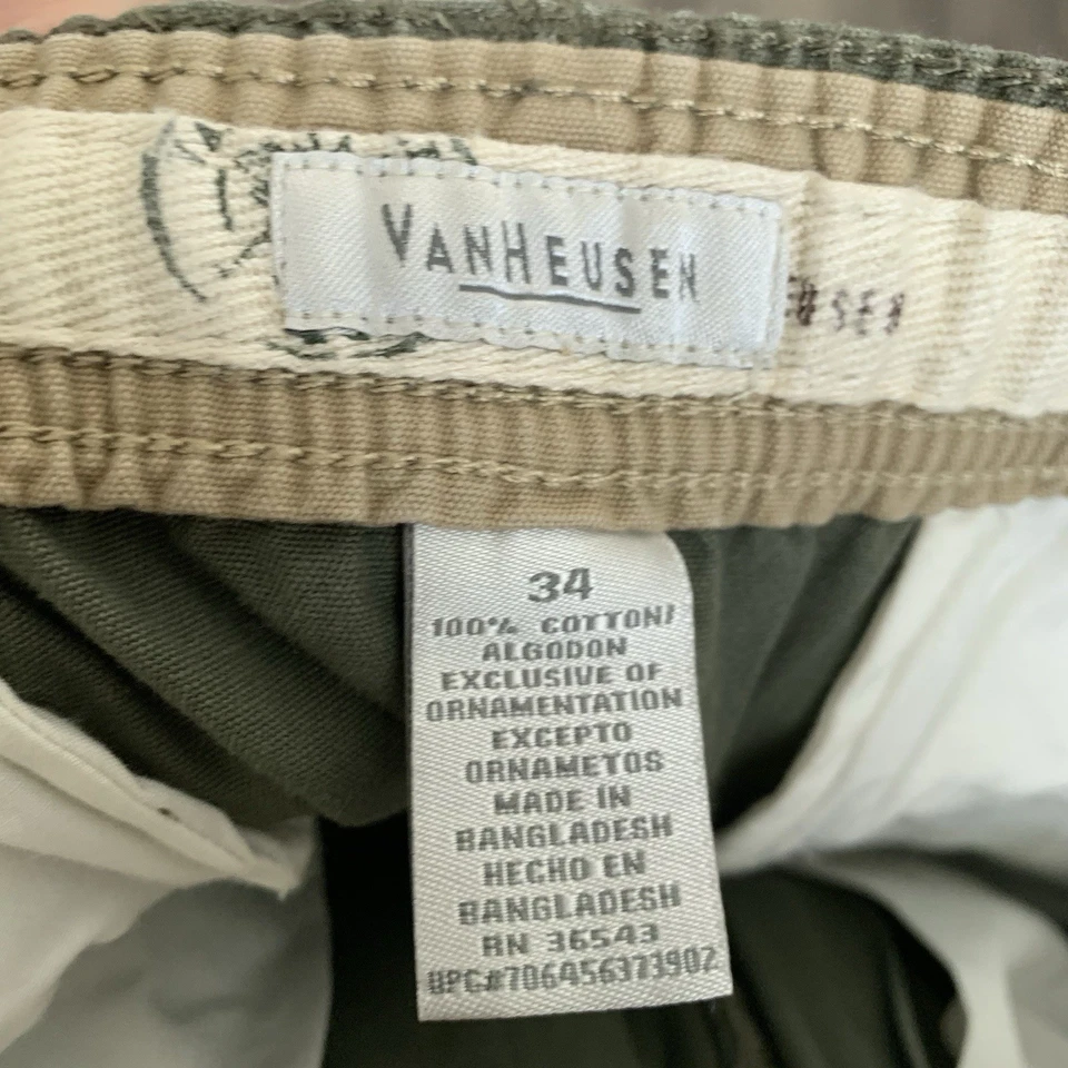 Pantalones Cortos Van Heusen Resort Carga Para Hombre Talla 34 Verde Ejército Algodón Cordón NUEVO Foto 2 de 4