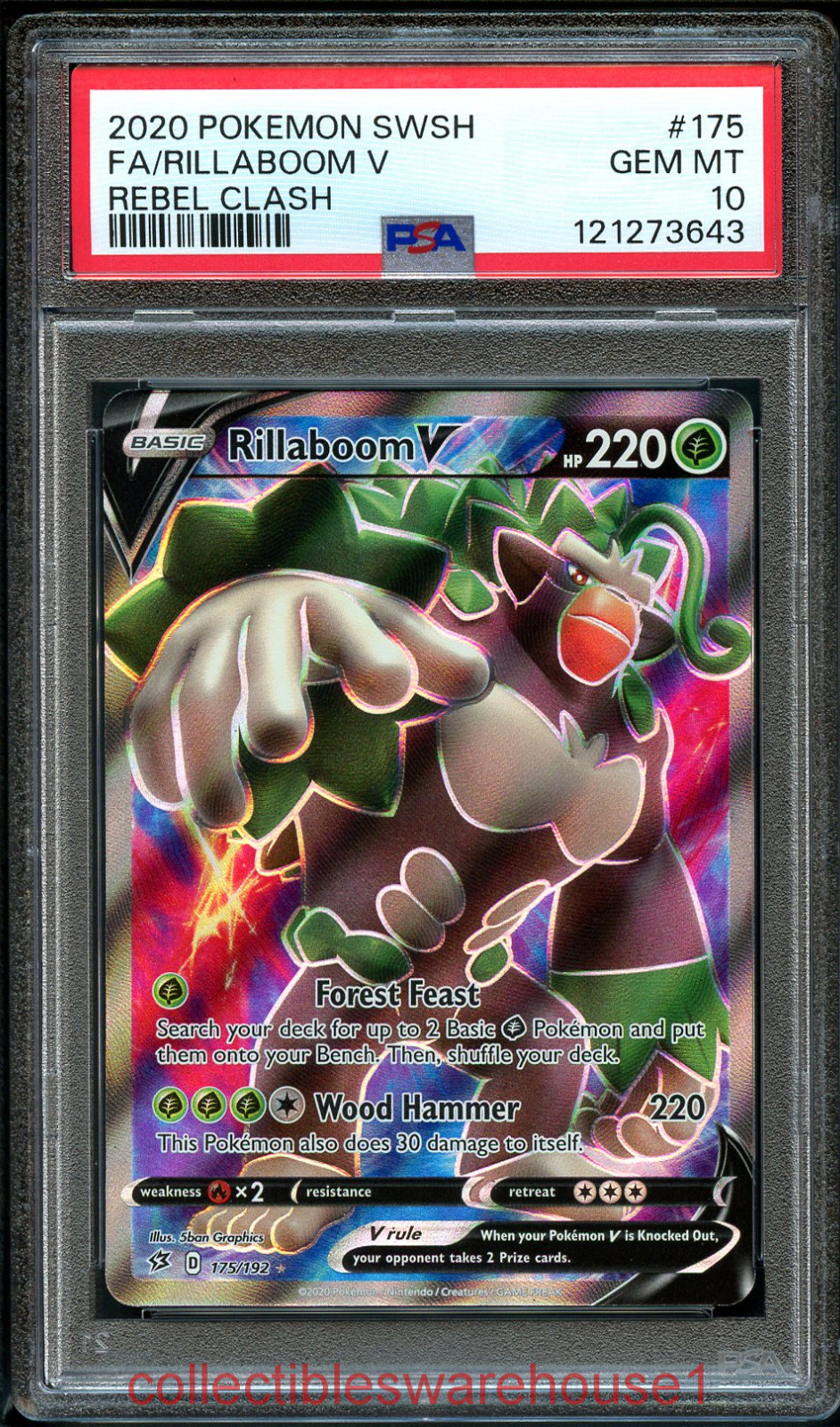 Pokemon Rebel Clash Rillaboom V 175 PSA 10