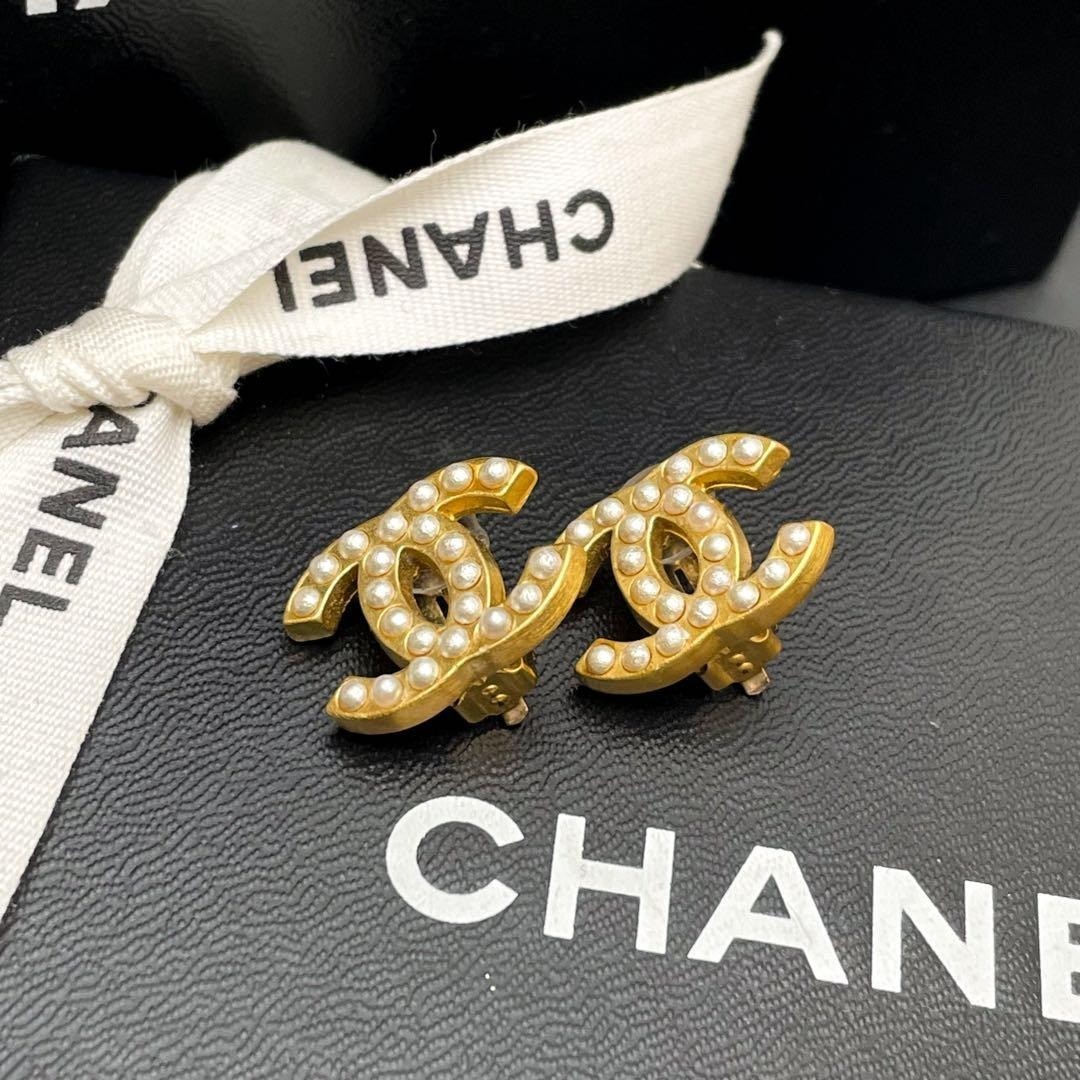 【値下げ交渉可】シャネルCHANEL EARRINGS ABE176 ココマーク CHANEL Earrings Coco Mark logo Rhinestone Large Accessories Gold