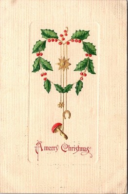 1909 McGill Nevada Mining Town Christmas Postcard Woehler Good Luck Horseshoe