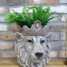 Decorative Plant Pot Resin Planter Lion King Animal Head Design Garden Indoor