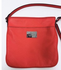 Lauren Ralph Lauren Crossbody Swingpack Coral Leather Slim Bag Zipper Excellent