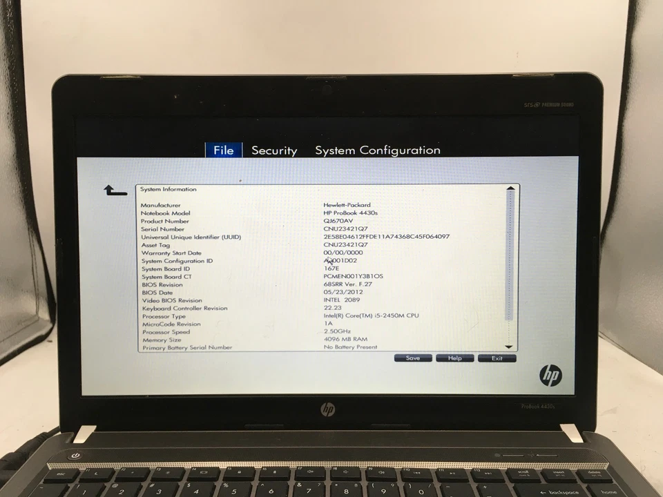 HP PROBOOK 4430s — ЗАГРУЖАЕТСЯ В BIOS — INTEL I5 2450M — 4 ГБ RAM — ЧИТАЙТЕ ОПИСАНИЕ — BB - Изображение 2 из 4