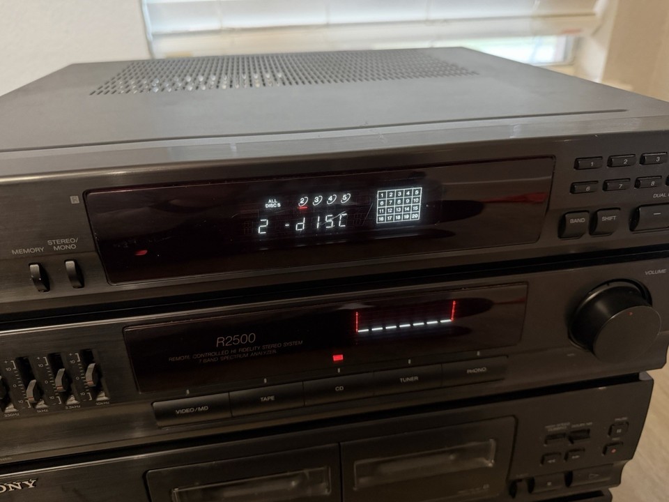 Sony R2500 Reverb Sony R2500 Stereo System HCD-261 5 Disc CD Dual Tape Deck Equalizer ...