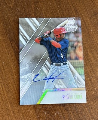 Edwin Lora 2017 Panini Elite Extra Edition Auto #112 Washington Nationals