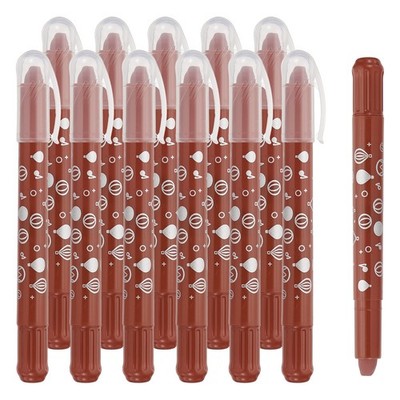 Watercolor Gel Crayon, 12Pcs Washable Twist Crayons for Coloring Brown