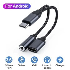 2 in 1 Type-C USB C to 3.5mm AUX Audio Headphone Jack Adapter Charger Cable New