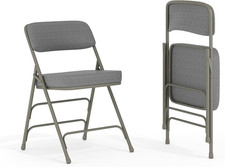 Flash Furniture Hercules Series Metal Folding Chairs with Cushioned Seats, Fabri