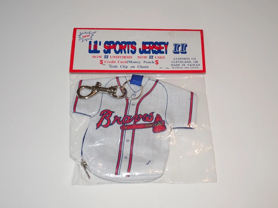 Vintage ATL BRAVES Lil Sports Jersey 2 Credit Card Money Pouch MLB Clip Keychain - Image 2 of 4