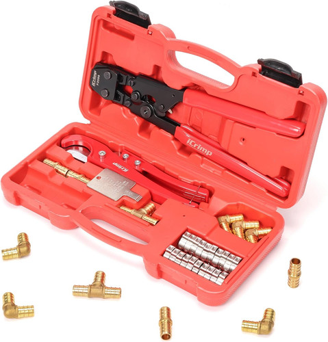 iCrimp PEX Pipe Clamp Crimping Tool Kit with PEX Clamps&Fittings